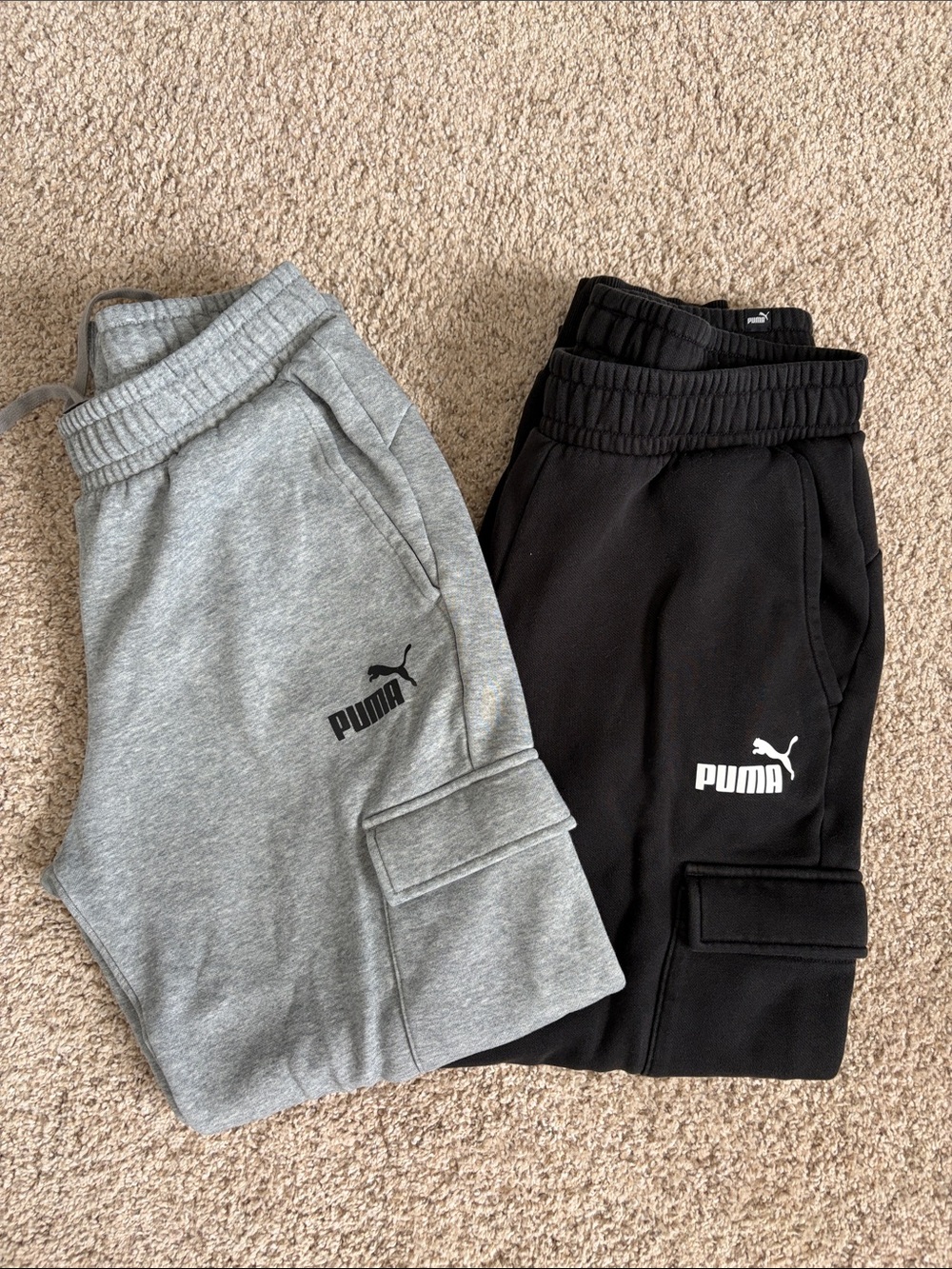Puma Men’s Cargo Joggers in Gray and Black